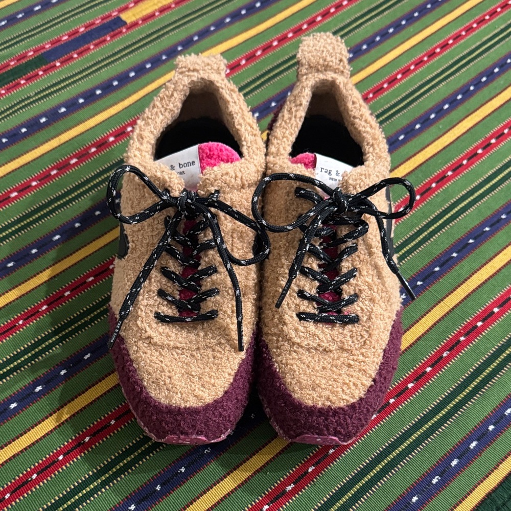 rag & bone Retro Runner Shearling Sneakers Camel Size EU 38 - Picture 6 of 16